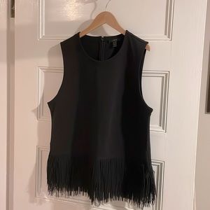 Black J.Crew Tank Top with Fringe - XL